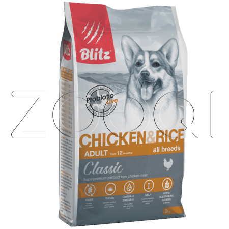 Blitz Classic Chicken & Rice Adult Dog All Breeds для взрослых собак всех пород (Курица с рисом)