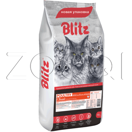 Blitz Classic Poultry Adult Cat All Breeds для взрослых кошек всех пород (Домашняя птица)