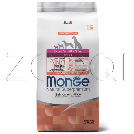 Monge Dog Speciality Line Monoprotein Extra Small Adult для взрослых собак миниатюрных пород (лосось, рис)