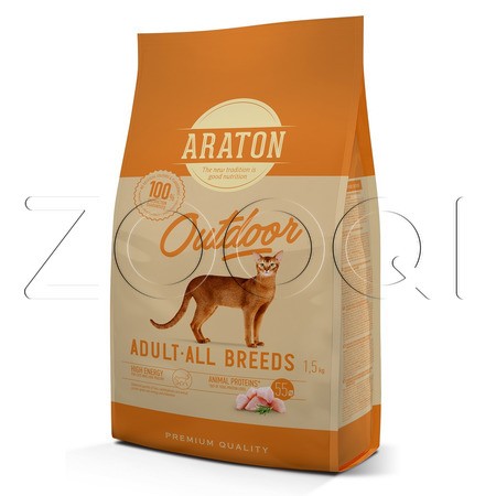 Araton Adult Outdoor Cat для взрослых кошек (курица,индейка), 15 кг