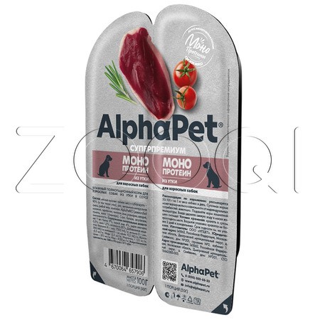 Рагу AlphaPet Superpremium MonoProtein для собак (утка в соусе), 100 г