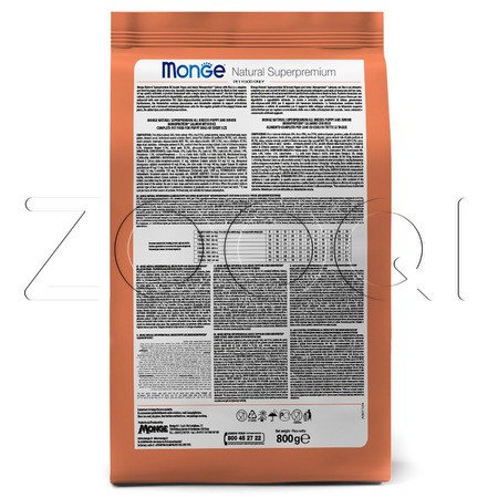 Корм Monge Dog Speciality Line Monoprotein Puppy & Junior для щенков (лосось, рис)