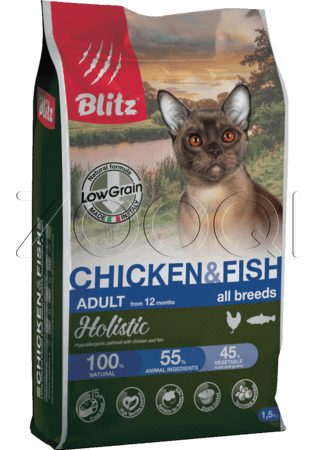 Blitz Holistic Chicken & Fish Cat All Breeds для взрослых кошек (Курица и рыба)