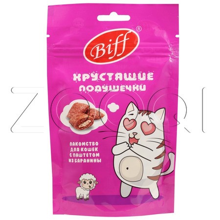 TiTBiT Хрустящие подушечки Biff для кошек с паштетом из баранины, 60 г