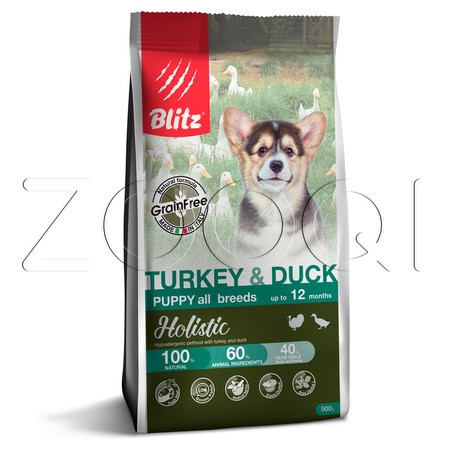 Blitz Holistic Grain Free Puppy Turkey & Duck All Breeds для щенков всех пород (Индейка и утка)