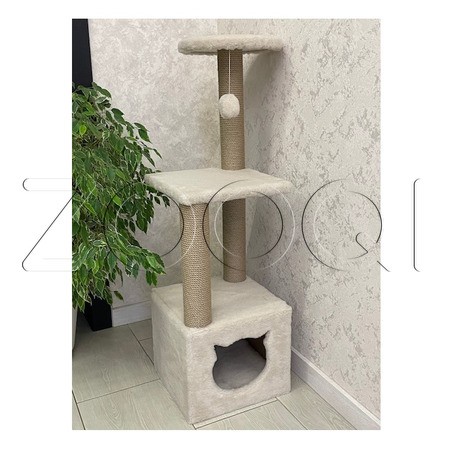 Q-zoo Комплекс «Тринити» для кошек, джут, 36х36х116 см