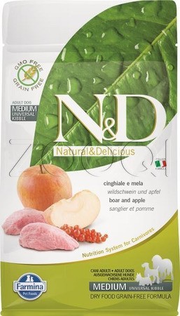 Farmina N&D GF Adult Medium Boar & Apple (Дикий кабан, яблоко)