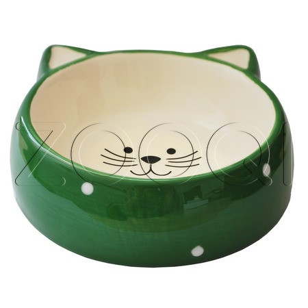 №1 Миска керамическая «Мордочки кошки» в горошек, 12.5x12.5x3.8 см, 180 мл