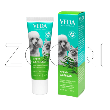 VEDA Крем-бальзам ранозаживляющий фитокомплекс с маслом эвкалипта для собак и кошек, 30 мл