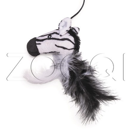 Beeztees Игрушка Удочка «Зебра с перьями» для кошек, 50 см