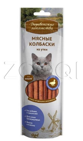 Деревенские лакомства Мясные колбаски из утки для кошек, 45 г