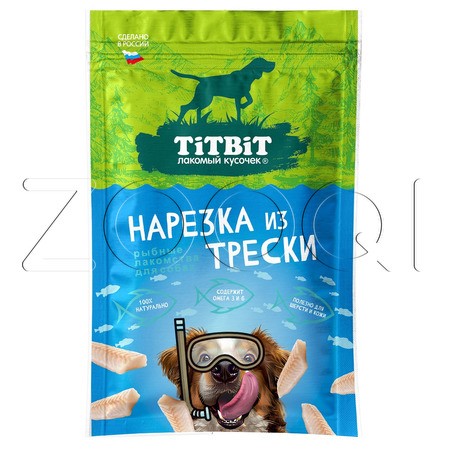 TiTBiT Лакомство «Нарезка из трески» для собак, 80 г