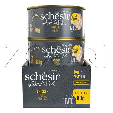 Schesir Cat After Dark Консервы с курицей в паштете для взрослых кошек, 80 г