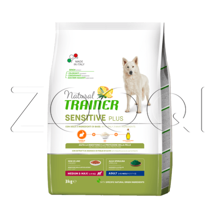 Trainer Natural Sensitive Plus Medium & Maxi Adult для средних и крупных пород с чувствительным пищеварением (кролик)