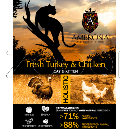 Ambrosia Grain Free Cat & Kitten Fresh Turkey & Chicken для котят всех пород (индейка, курица)