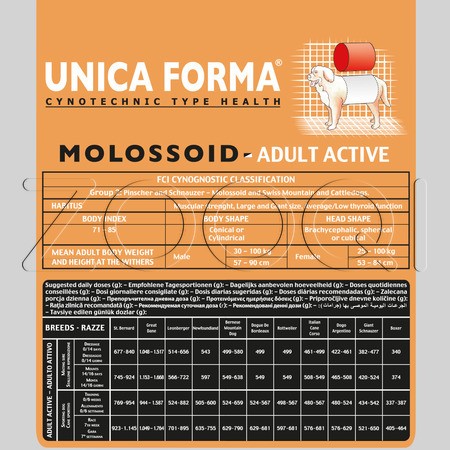 Корм Unica Forma Molossoid Adult Active для собак (курица), 15 кг