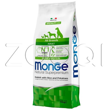 Корм Monge Dog Speciality Line Monoprotein Adult для собак (кролик, рис, картофель)