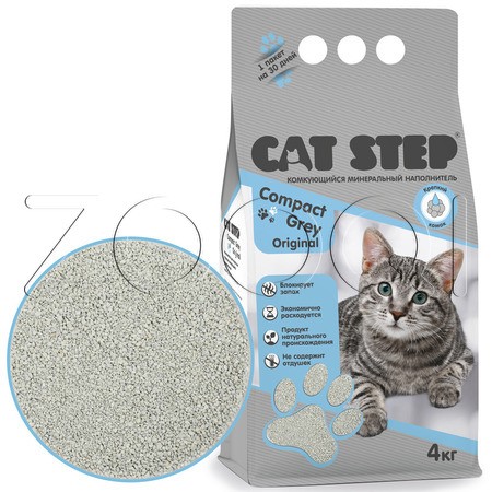 Cat Step Compact Gray Original Серый комкующийся минеральный наполнитель