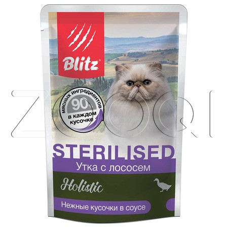 Blitz Holistic Sterilised Cat Duck & Salmon для кошек (Утка с лососем в соусе), 85 г