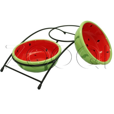 №1 Подставка с двумя керамическими мисками, 130 мл