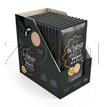 Schesir Cat After Dark Velvet Мусс из курицы и утки для взрослых кошек, 80 г