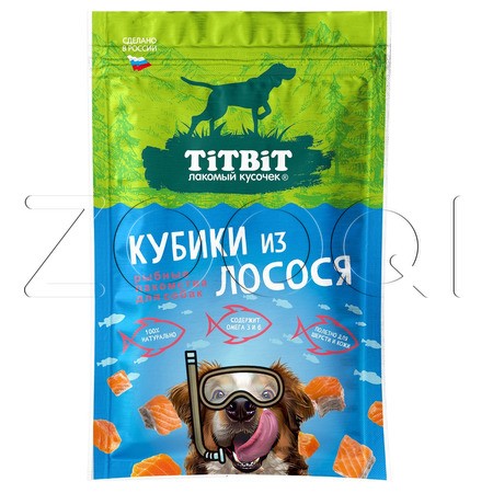 TiTBiT Лакомство «Кубики из лосося» для собак, 80 г