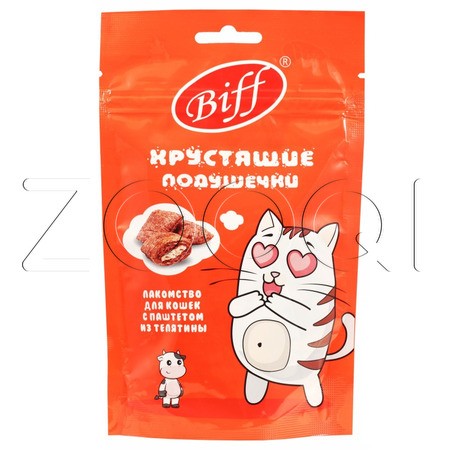 TiTBiT Хрустящие подушечки Biff для кошек с паштетом из телятины, 60 г