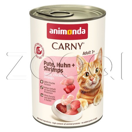Консерва Carny Adult для кошек (индейка, курица, креветки), 400 г