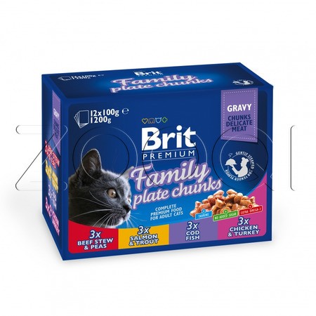 Brit Premium Cat Family Plate Chunks, 12х100 г
