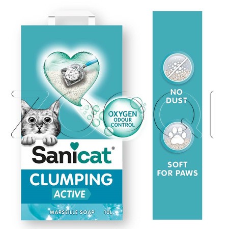 Наполнитель Sanicat Clumping White ACTIVE для кошачьего туалета