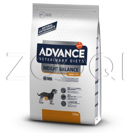 Advance Dog VetDiet Weight Balance Mini для взрослых собак мелких пород при ожирении (птица)