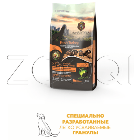 Корм Ambrosia Mediterranean Diet Fresh Turkey для собак (индейка)