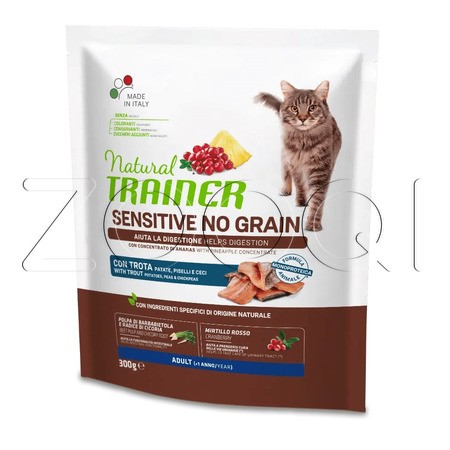 Trainer Natural Adult Sensitive No Grain для взрослых кошек с чувствительным пищеварением (форель)