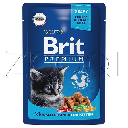 Brit Premium Cat Пауч для котят цыпленок в соусе, 85 г