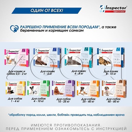 Инспектор Квадро К Капли для кошек, 1 пипетка