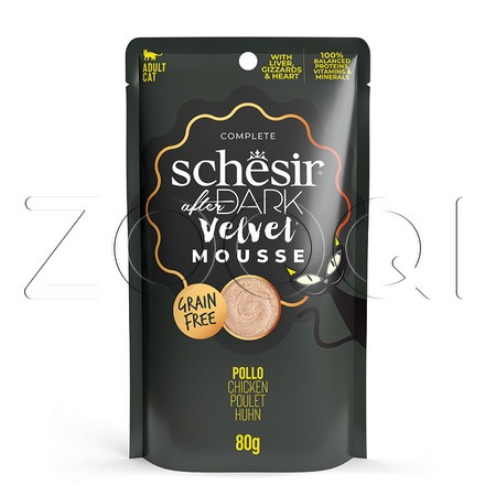 Schesir Cat After Dark Velvet Мусс из курицы для взрослых кошек, 80 г