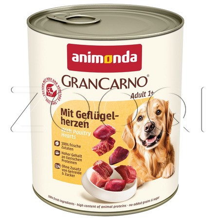 Консерва GranCarno Adult для собак (свинина, cердце домашней птицы)