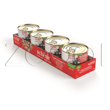 Консерва Schesir Cat Complete Nutrition для кошек (тунец, креветки в желе), 140 г