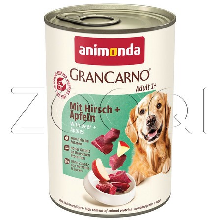 Консерва GranCarno Adult для собак (оленина, яблоко), 400 г