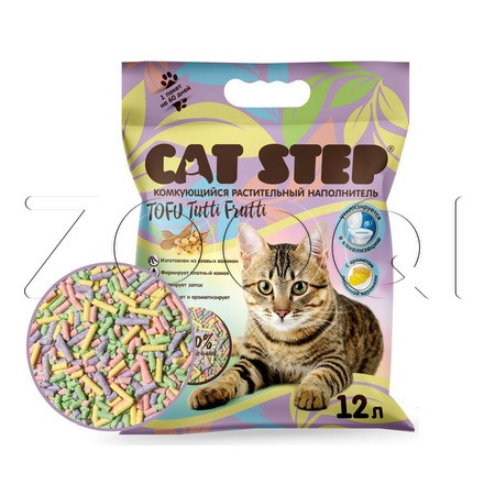Cat Step Tofu Tutti Frutti Растительный комкующийся наполнитель (лимонная карамель)