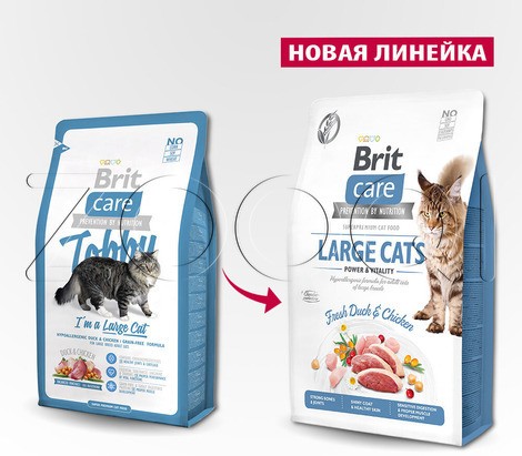Brit Care Cat GF Large cats Power & Vitality (Утка, курица)