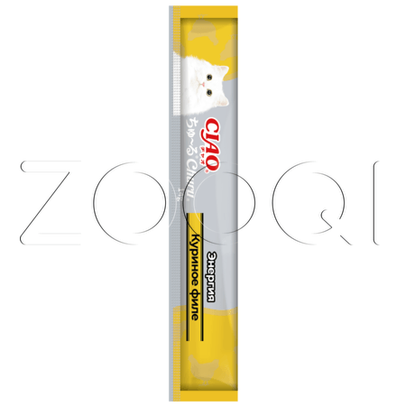 INABA CIAO Churu Пюре-лакомство «Энергия» для кошек (куриное филе), 14 г x 4 шт