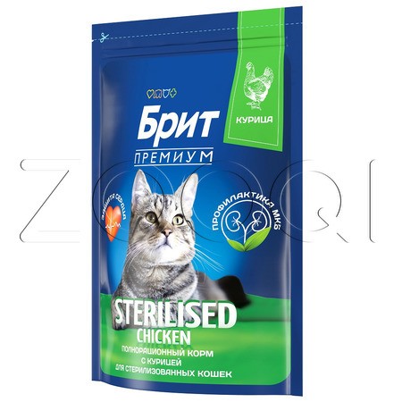 Корм Брит Премиум Cat Sterilised для кошек (курица)