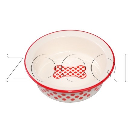 №1 Миска керамическая с рисунком «Косточка в горошек», 12.5x4 см, 150 мл