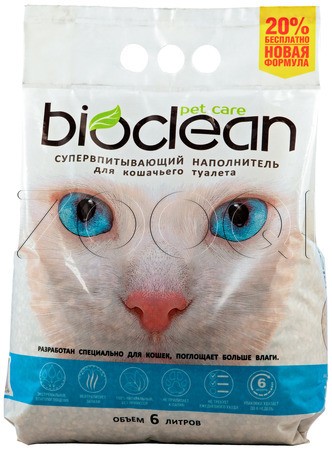 Впитывающий наполнитель для кошачьего туалета Bioclean для кошек