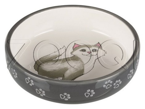 Миска "TRIXIE" керамическая для кошек с коротким носом, серый , 0,3л/15 см