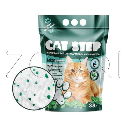 Cat Step Crystal Fresh Mint Силикагелевый наполнитель для кошачьих туалетов (мята), 3.8 л
