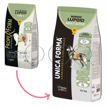 Корм Unica Forma Lupoid Nordic для собак (ягненок), 15 кг