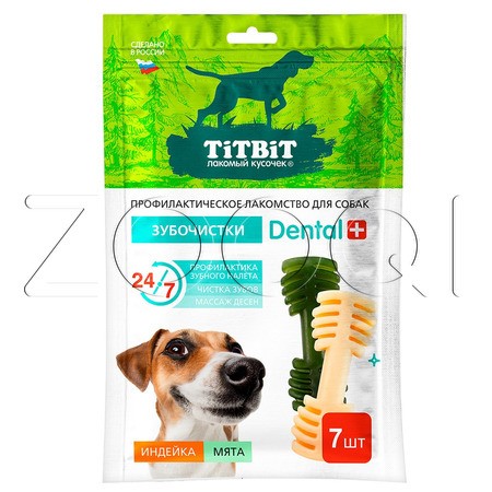 TiTBiT ДЕНТАЛ+ Зубочистки для собак (индейка, мята), 90 г