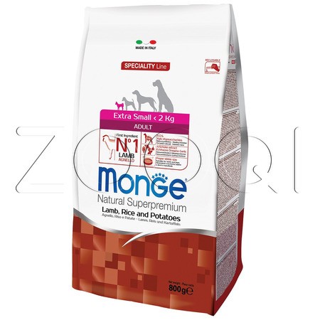 Monge Dog Speciality Line Extra Small Adult для взрослых собак мелких пород (ягненок, рис, картофель)
